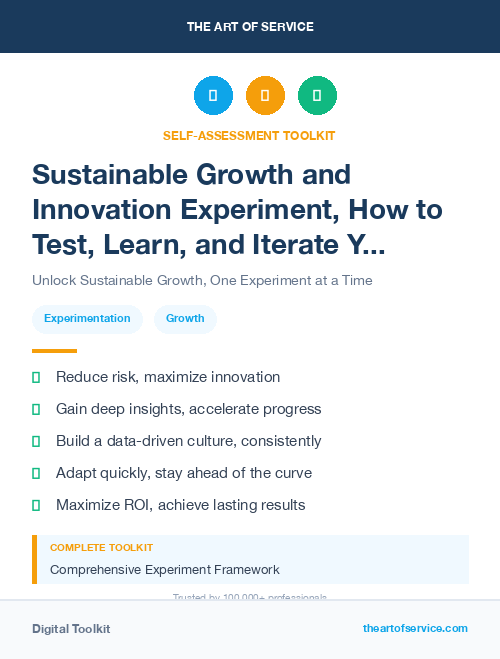 Sustainable Growth and Innovation Experiment, How to Test, Learn, and Iterate Your Way to Success Kit