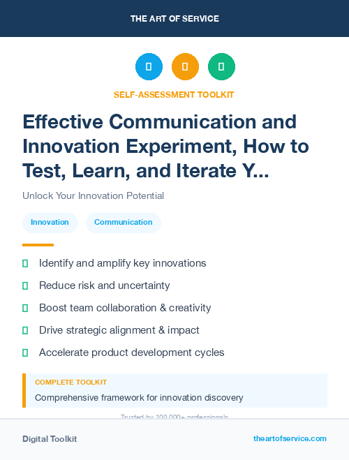 Effective Communication and Innovation Experiment, How to Test, Learn, and Iterate Your Way to Success Kit