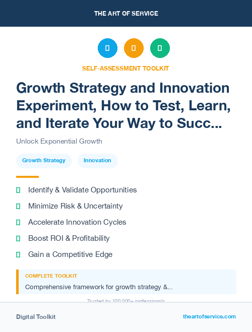 Growth Strategy and Innovation Experiment, How to Test, Learn, and Iterate Your Way to Success Kit