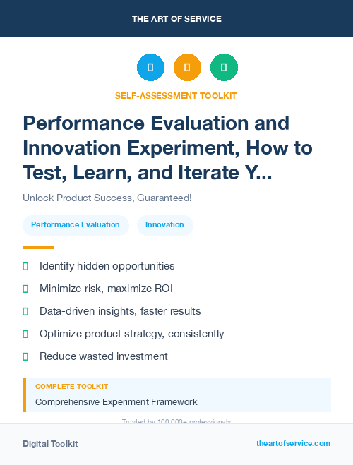 Performance Evaluation and Innovation Experiment, How to Test, Learn, and Iterate Your Way to Success Kit