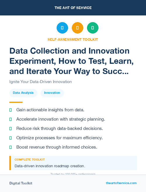 Data Collection and Innovation Experiment, How to Test, Learn, and Iterate Your Way to Success Kit
