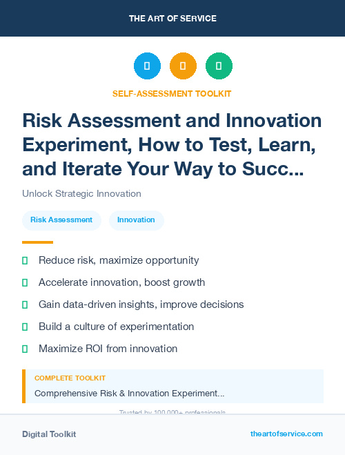 Risk Assessment and Innovation Experiment, How to Test, Learn, and Iterate Your Way to Success Kit