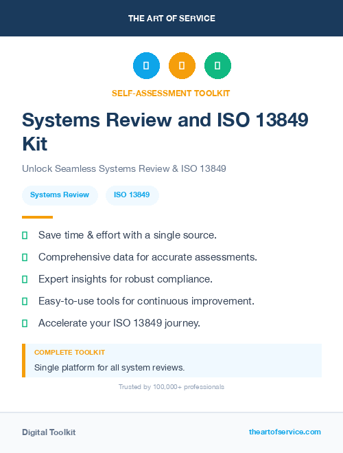 Systems Review and ISO 13849 Kit