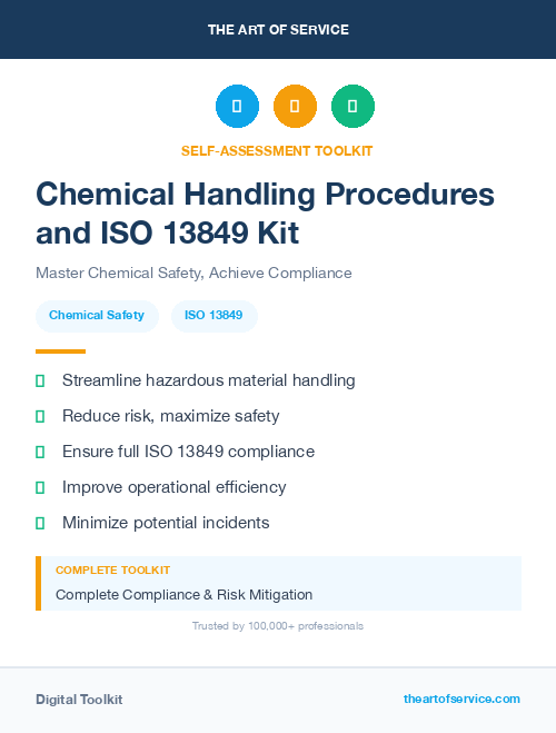 Chemical Handling Procedures and ISO 13849 Kit