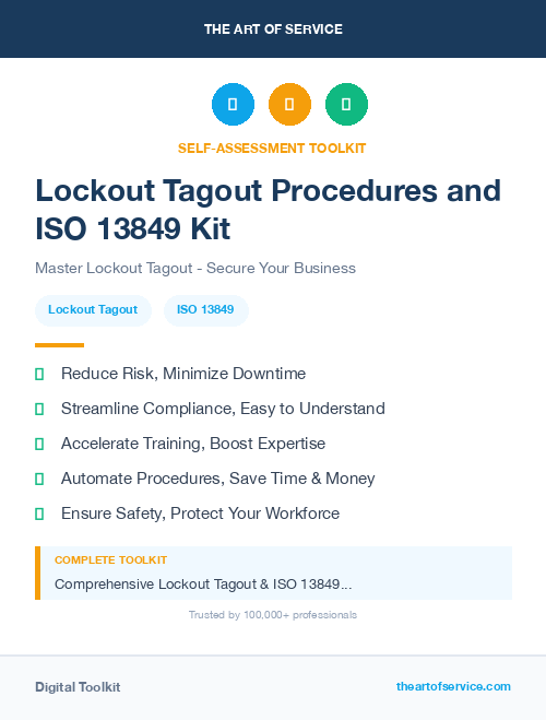 Lockout Tagout Procedures and ISO 13849 Kit