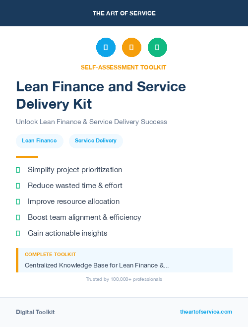 Lean Finance and Service Delivery Kit