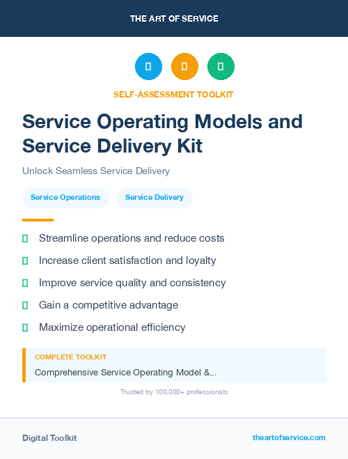 Service Operating Models and Service Delivery Kit