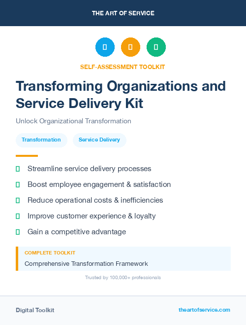 Transforming Organizations and Service Delivery Kit