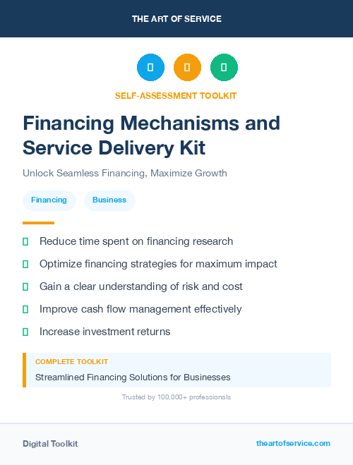 Financing Mechanisms and Service Delivery Kit