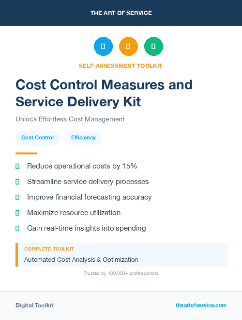 Cost Control Measures and Service Delivery Kit