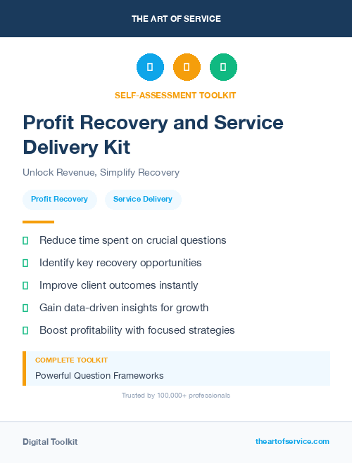 Profit Recovery and Service Delivery Kit
