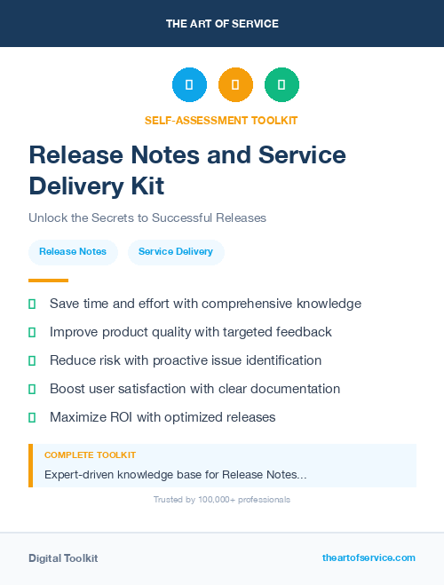 Release Notes and Service Delivery Kit