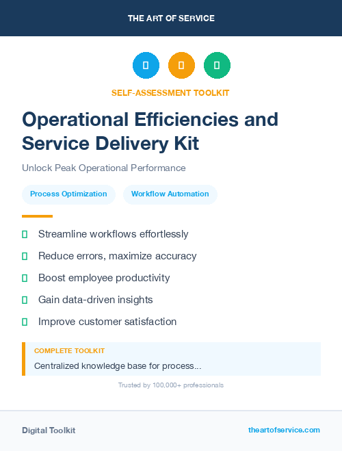 Operational Efficiencies and Service Delivery Kit