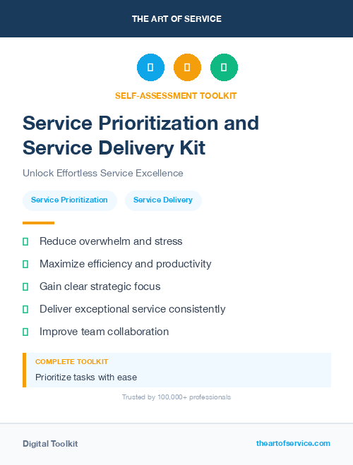 Service Prioritization and Service Delivery Kit