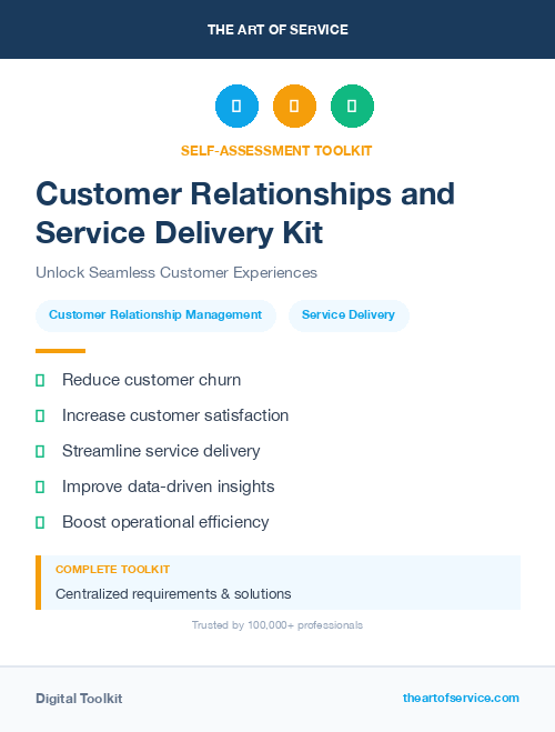 Customer Relationships and Service Delivery Kit