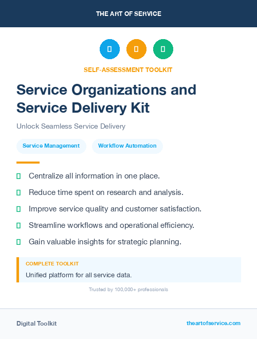 Service Organizations and Service Delivery Kit