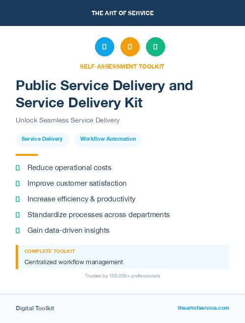 Public Service Delivery and Service Delivery Kit
