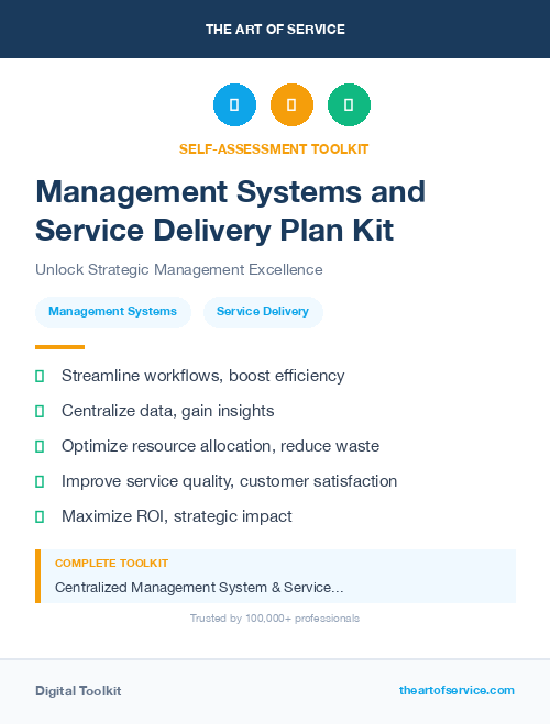 Management Systems and Service Delivery Plan Kit