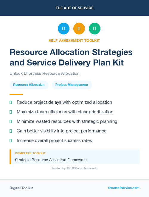 Resource Allocation Strategies and Service Delivery Plan Kit