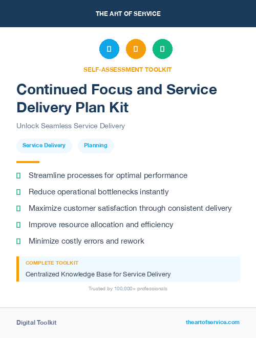 Continued Focus and Service Delivery Plan Kit