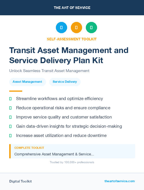 Transit Asset Management and Service Delivery Plan Kit