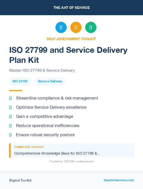 ISO 27799 and Service Delivery Plan Kit