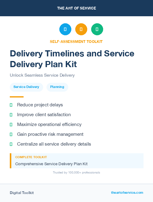 Delivery Timelines and Service Delivery Plan Kit
