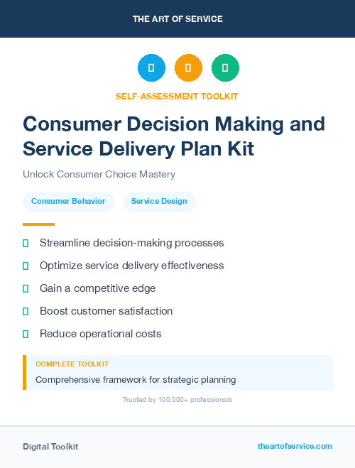 Consumer Decision Making and Service Delivery Plan Kit