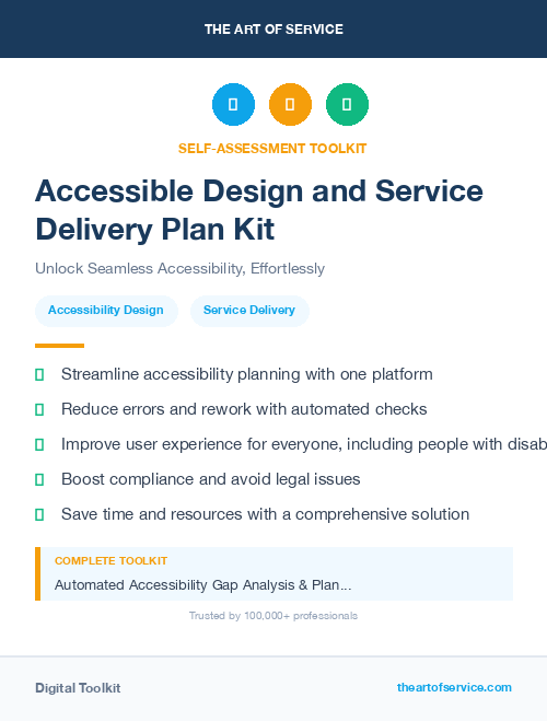 Accessible Design and Service Delivery Plan Kit