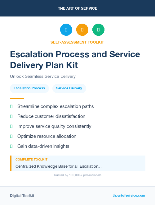 Escalation Process and Service Delivery Plan Kit