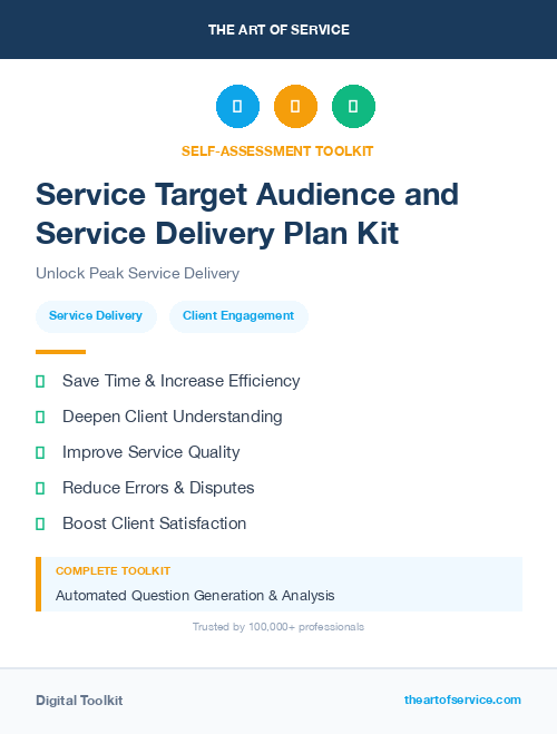 Service Target Audience and Service Delivery Plan Kit
