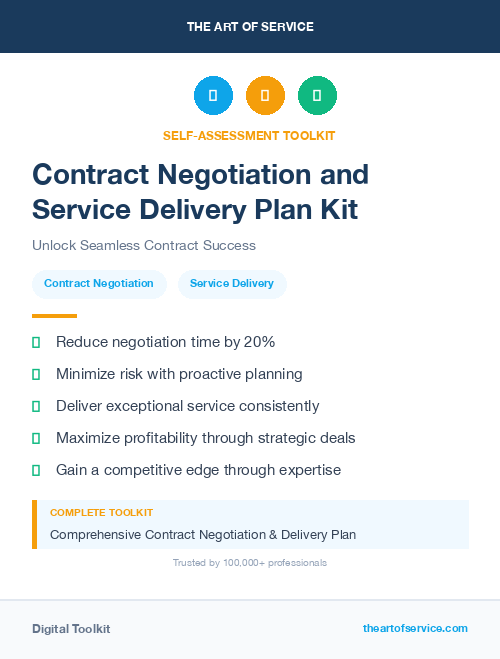 Contract Negotiation and Service Delivery Plan Kit