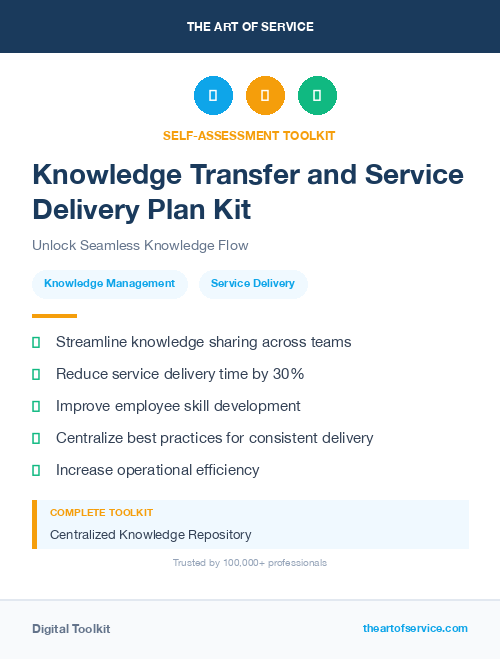 Knowledge Transfer and Service Delivery Plan Kit