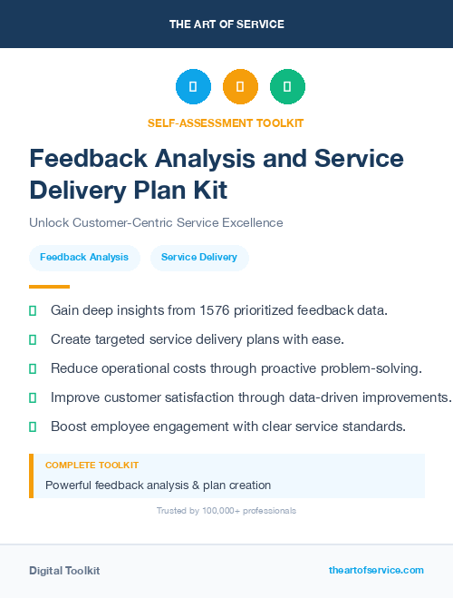 Feedback Analysis and Service Delivery Plan Kit