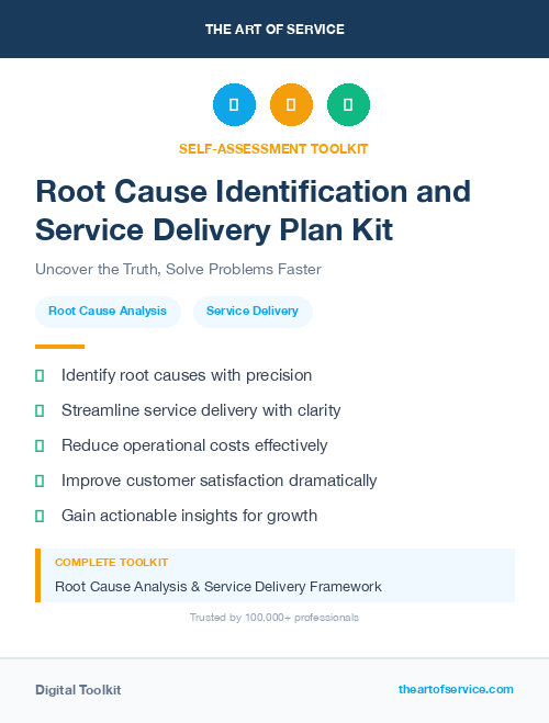 Root Cause Identification and Service Delivery Plan Kit