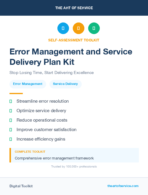 Error Management and Service Delivery Plan Kit