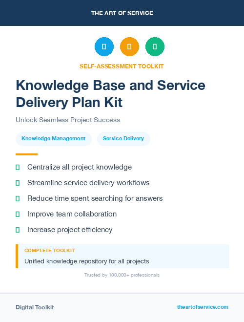 Knowledge Base and Service Delivery Plan Kit
