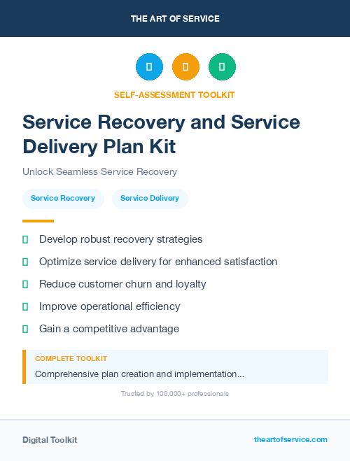 Service Recovery and Service Delivery Plan Kit
