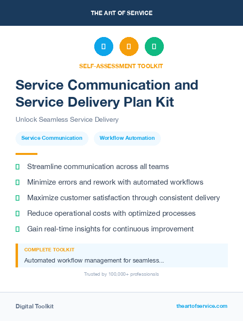 Service Communication and Service Delivery Plan Kit
