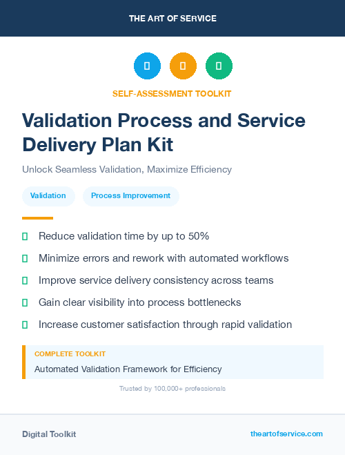 Validation Process and Service Delivery Plan Kit
