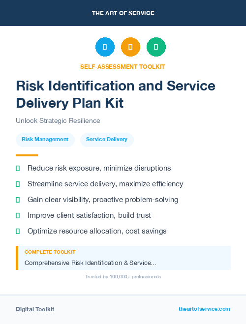 Risk Identification and Service Delivery Plan Kit