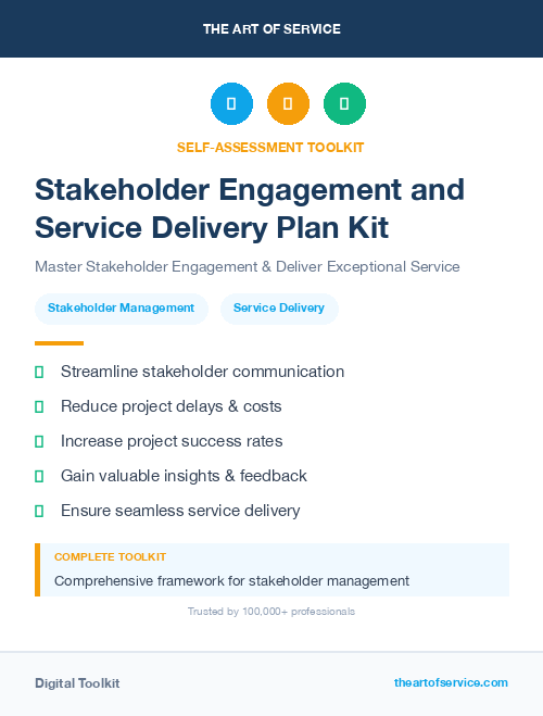 Stakeholder Engagement and Service Delivery Plan Kit