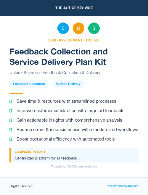 Feedback Collection and Service Delivery Plan Kit
