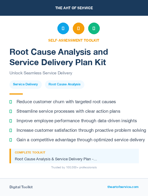 Root Cause Analysis and Service Delivery Plan Kit