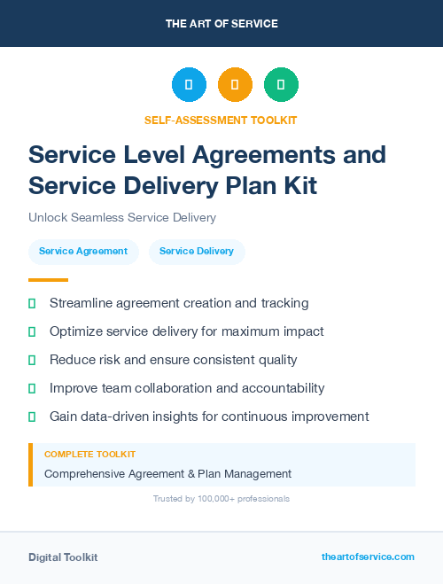 Service Level Agreements and Service Delivery Plan Kit