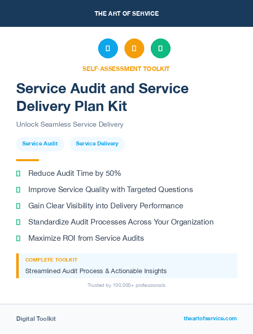 Service Audit and Service Delivery Plan Kit