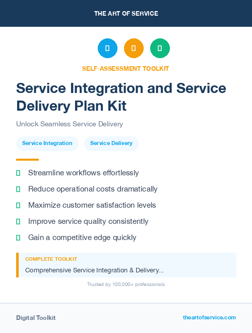 Service Integration and Service Delivery Plan Kit