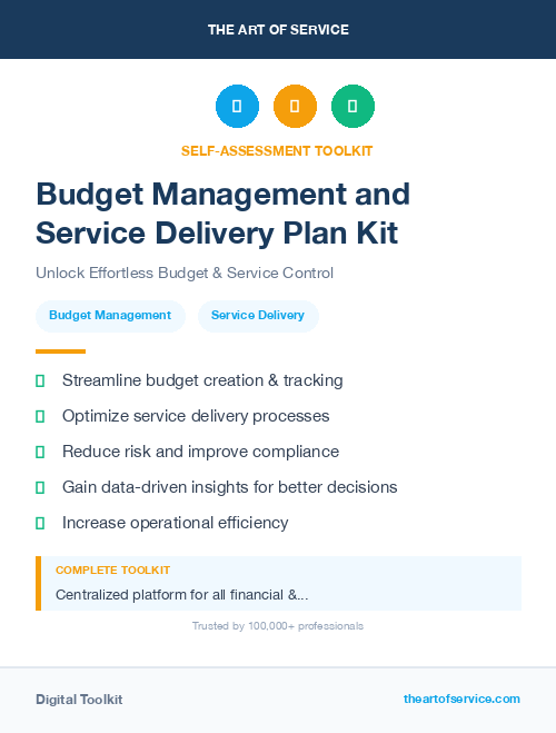 Budget Management and Service Delivery Plan Kit