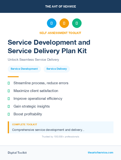 Service Development and Service Delivery Plan Kit