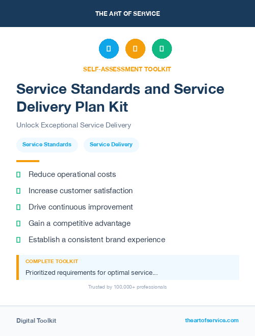 Service Standards and Service Delivery Plan Kit